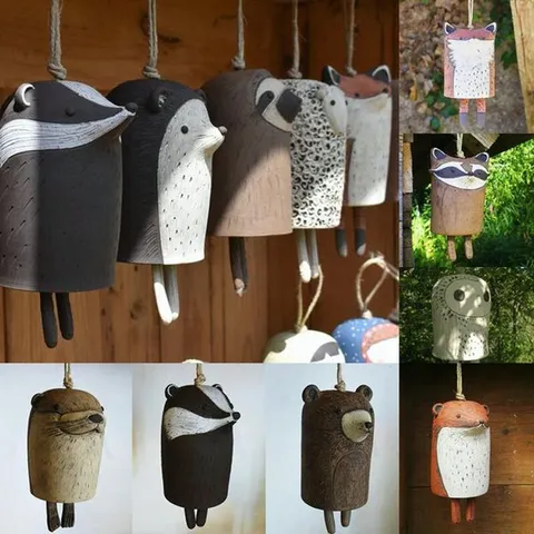 Handmade Resin Animal Wind Chime Bohemian Style Hanging Pendant Cute Wild Forest Decor Gift For Garden Home