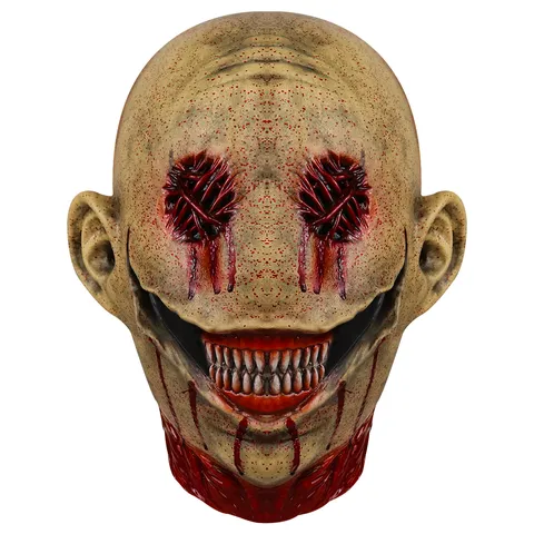 Halloween Bloody Horror Latex Mask Eyeless Smiling Clown Cosplay Costume Party Props Creepy Scary Face Mask for Adults