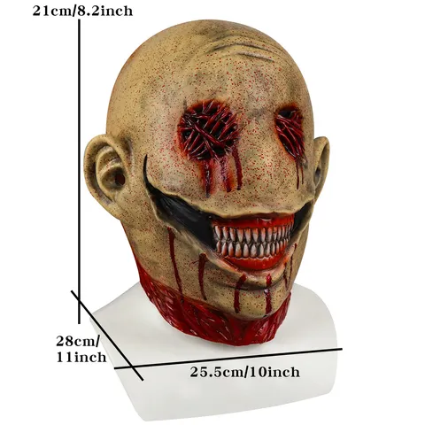 Halloween Bloody Horror Latex Mask Eyeless Smiling Clown Cosplay Costume Party Props Creepy Scary Face Mask for Adults