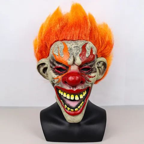 Halloween Flame Clown Latex Mask Creepy Horror Scary Costume Party Prop For Bar Event Holiday Performance Decoration