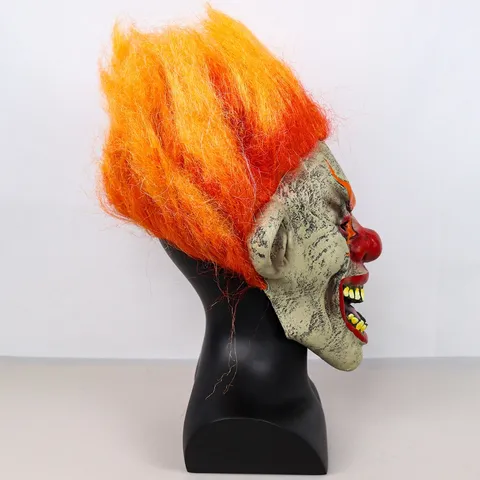 Halloween Flame Clown Latex Mask Creepy Horror Scary Costume Party Prop For Bar Event Holiday Performance Decoration