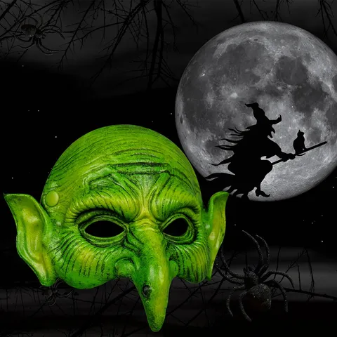 Halloween Horror Monster Latex Mask Scary Creepy Witch Half Face Mask Horror Costume Party Cosplay Props