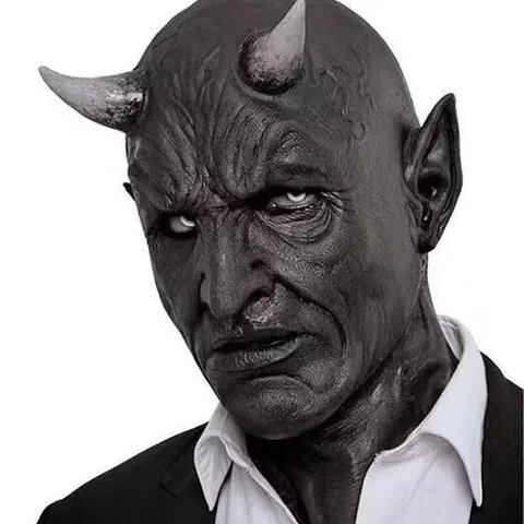 Halloween Horror Monstruo Máscara de Látex Cuernos Máscara de Diablo Accesorio de Fiesta Espeluznante Cubierta Completa Decoración de Cosplay