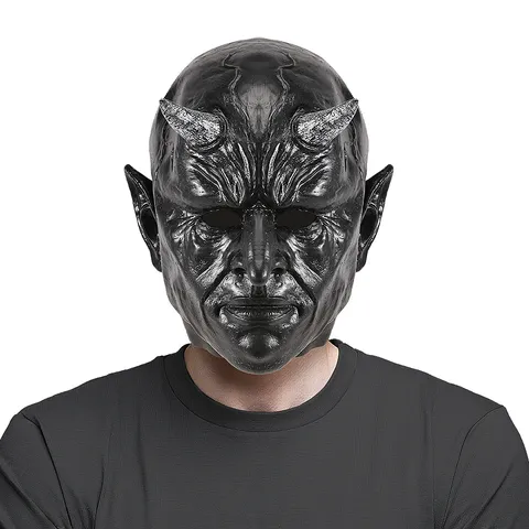 Halloween Horror Monstruo Máscara de Látex Cuernos Máscara de Diablo Accesorio de Fiesta Espeluznante Cubierta Completa Decoración de Cosplay