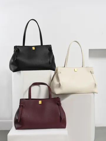 Damen Große Kapazität Tote Bag PU Leder Pendler Handtasche Casual Umhängetasche Mit Metallschloss Und Seitlichem Banddesign