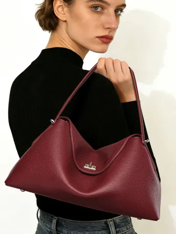 Bolso de Mano de Cuero PU con Patrón de Lichi de Moda para Mujer Gran Capacidad Minimalista Commuter Asa Superior Bolso de Hombro Bolso de Axila