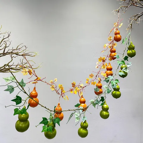 Artificial Gourd Vine Hanging Plant Fake Greenery Rattan Garland For Home Wall Indoor Outdoor Garden Decoration
