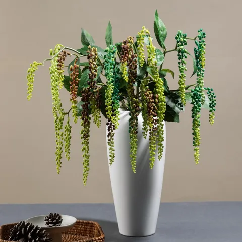Artificial Phytolacca Berry Branch Fake Plant Soft Rubber Greenery Stem For Home Decor Floral Arrangement Wedding Party