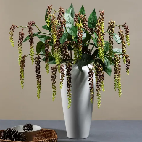 Artificial Phytolacca Berry Branch Fake Plant Soft Rubber Greenery Stem For Home Decor Floral Arrangement Wedding Party