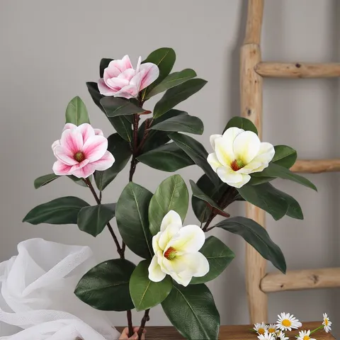 Artificial Magnolia Flower Branches Fake Floral Art Home Decoration Silk Flower