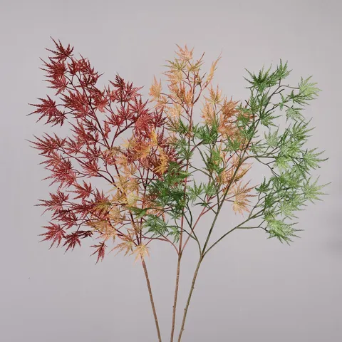 Künstlicher federförmiger Ahorn einzelner Zweig gefälschte Ahornblatt Pflanze für Heimdekoration Mikrolandschaft Blumenarrangement