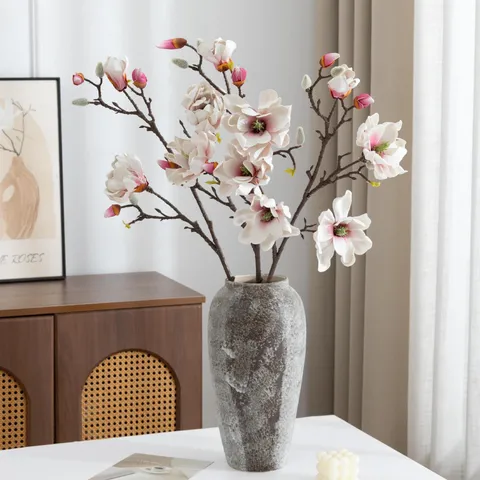 Artificial Magnolia Flower Stem PU Fake Magnolia Flowers For Home Decor Wedding Photography Props Floral Arrangement