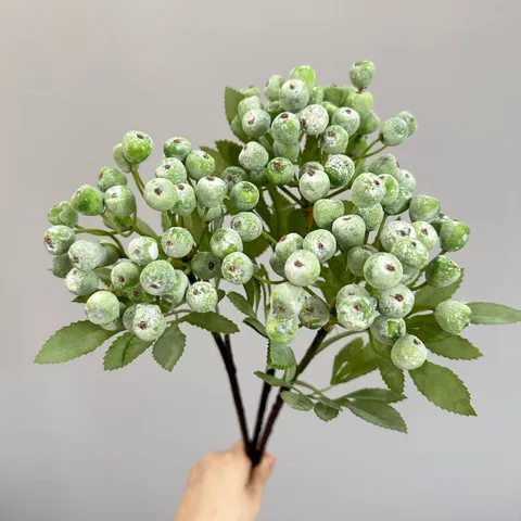 Artificial Blueberry Branch Frosted Wild Berry Fake Tree Stem Simulated Flower Home Decor Photography Prop