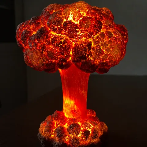Lampada da Tavolo in Resina Creativa Nube a Fungo Luce Notturna Esplosione Bomba Atomica Vulcano Luce Ambientale Decorazione per la Casa