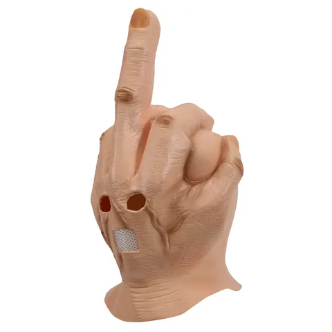 Funny Middle Finger Latex Mask Halloween Party Cosplay Costume Prop Novelty Prank Full Head Face Cover