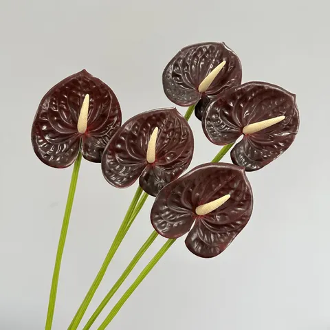 Artificial Anthurium Flower Stem Realistic Touch Fake Floral Plant Arrangement For Wedding Party Home Living Room Decor