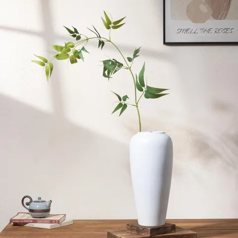 Artificial Bamboo Leaves Silk Plant Long Branch Fake Greenery Branch For Tea Room Living Room Home Zen Decor