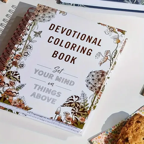 Devotional Coloring Book Botanical Floral Hand Drawn Illustrations Spiral Bound Notebook Christian Faith Journaling Book