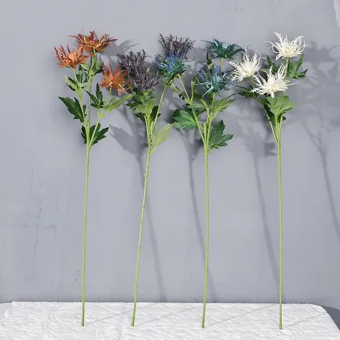 Artificial Eryngium Flower Bouquet Fake Plants Forest Style Wildflower For Wedding Party Home Decor Floral Arrangement