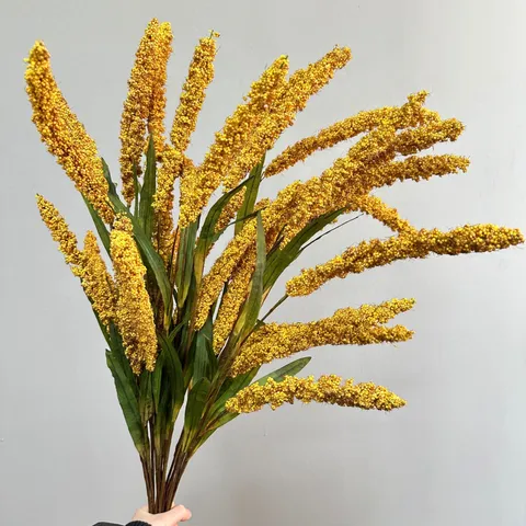 Artificial Wheat Ear Dried Flower Simulation Millet Ear Rustic Home Decor Single Branch Fake Plant Yellow Ear Of Grain