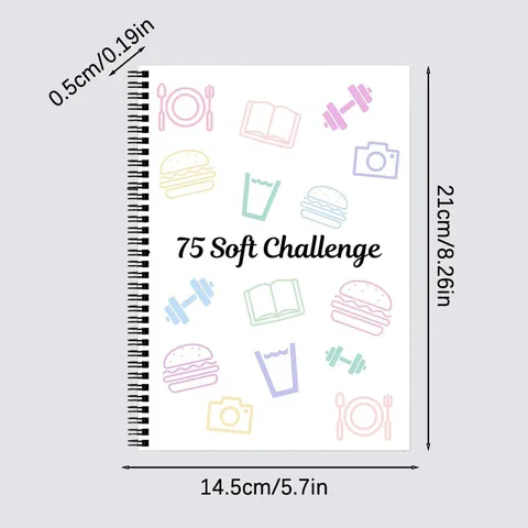 Spiral Bound Habit Tracker Notebook Daily Planner 75 Soft Challenge Journal Fitness Goal Diary For Office And School Supplies