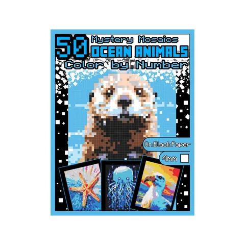 Adults And Teens Ocean Animals Pixel Art Coloring Book Mystery Mosaics On Black Paper Creative Stress Relief Notebook