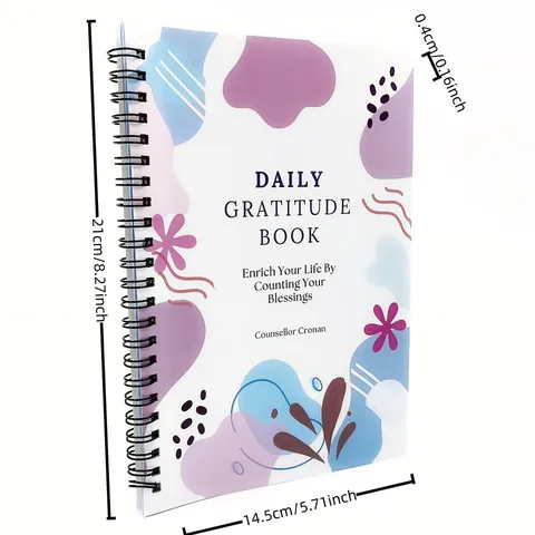 Gratitude Workbook Daily Planner Journal Spiral Bound Notebook Wood Pulp Paper Pink Cover Creative Trendy Writing Notepad