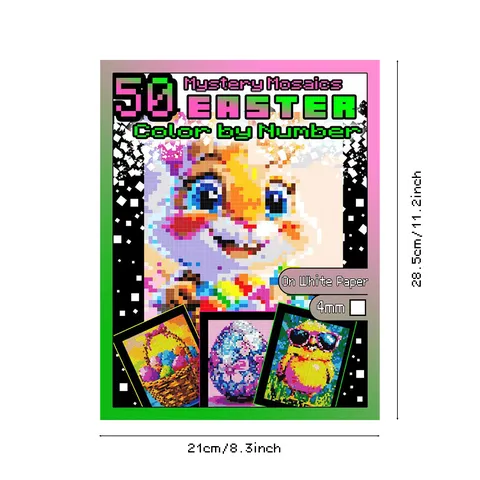 Libro da Colorare Pixel Pittura per Numeri Libro di Attività con Motivi Mosaico Misteriosi Libro da Disegno in Carta Bianca