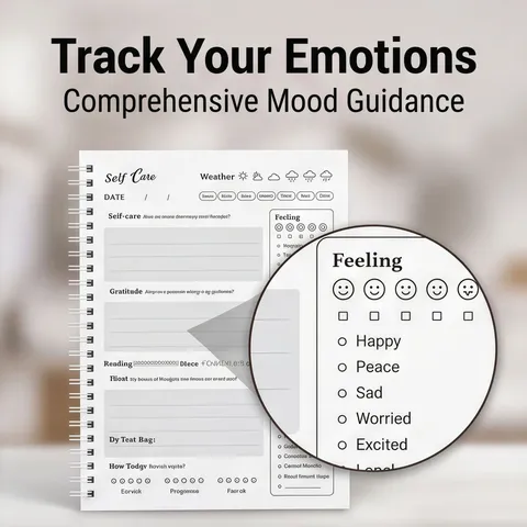 Self Care Journal Spiral Notebook Mental Health Tracker Daily Mood Management Self Love Writing Diary