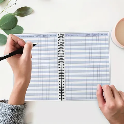 Checkbook Register Account Tracker Business Financial Ledger Spiral Bound Notebook Lined Pages Orange Cover Office