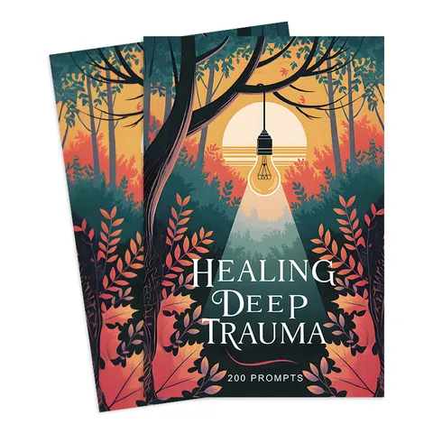 Creative Trendy Blue and Orange Notebook Healing Deep Trauma Prompt Journal Perfect Bound Paper Notebook Writing Diary