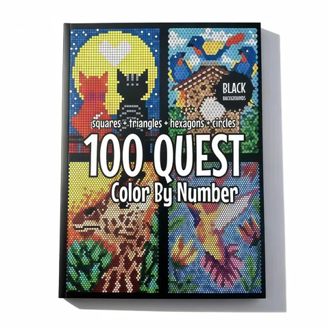 Βιβλίο Ζωγραφικής για Ενήλικες 100 Quest Color By Number Γεωμετρικά Σχέδια Μωσαϊκού Βιβλίο Δραστηριοτήτων κατά του Άγχους Δημιουργικό Τέχνης