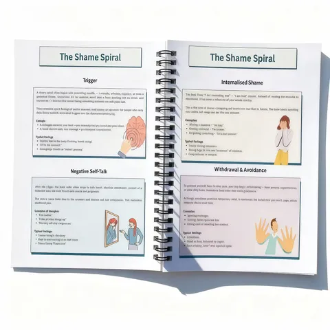 Shame And Guilt Therapy Workbook Self Growth Psychological Spiral Bound Notebook For Emotional Healing