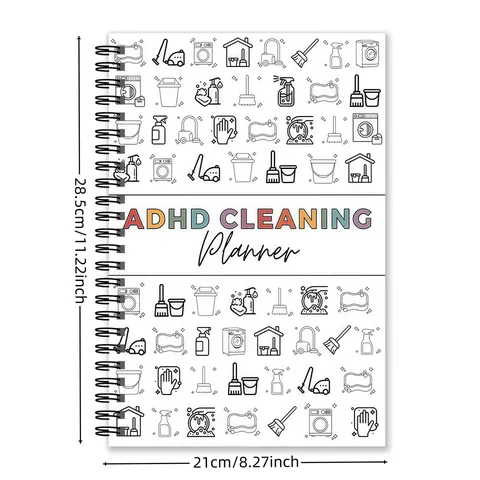 Pianificatore di Pulizie ADHD Taccuino Rilegato a Spirale Programma Giornaliero Settimanale Di Pulizie Domestiche Diario Per Ufficio Casa Scuola