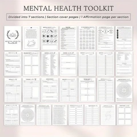 Mental Health Journal Notebook Spiral Bound Anxiety Relief Diary Daily Planner Minimalist Illustration Journal For Office School