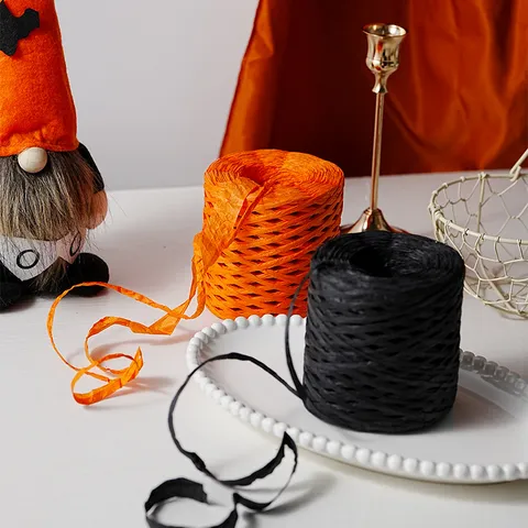 Eco Friendly Paper Ribbon For Gift Box Decoration Handmade Woven Twine For Halloween Craft DIY Wrapping Packing Rope