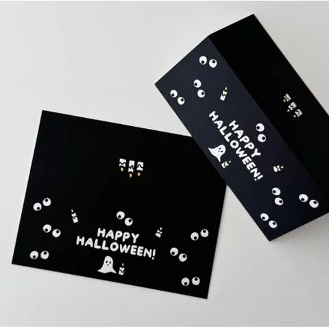 Halloween Ghost Eyes Folded Packaging Card Header Cute Cartoon Coated Paper Holiday Gift Label Card For Bakery Party Decor