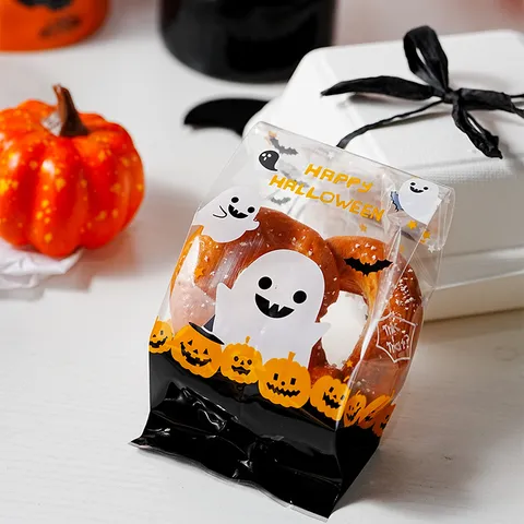 Sacchetto di Imballaggio in Plastica Trasparente di Halloween Carino Cartone Animato Zucca Fantasma Stampa OPP Busta per Dolci Biscotti Snack Confezione Regalo