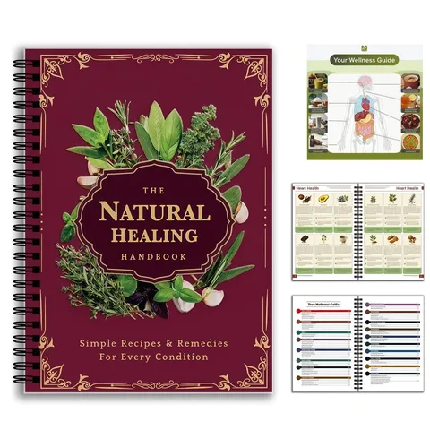 The Natural Healing Handbook A5 Notebook Spiral Bound Coated Paper Botanical Floral Wellness Journal Daily Planner