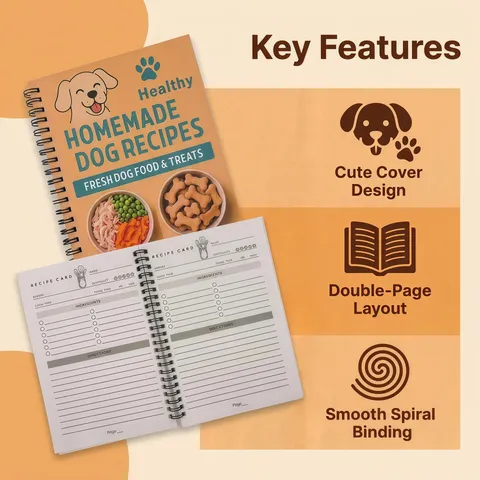 Homemade Dog Recipe Book Spiral Notebook Pet Meal Record Journal For Daily Use Kitchen Cooking Writing Supplies