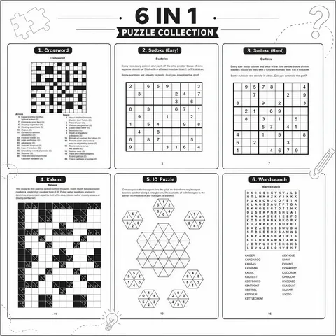 Libro di Puzzle in Inglese Giochi di Logica Sudoku Cruciverba Libro di Attività di Allenamento Cerebrale per Adulti e Bambini Libro di Gioco Educativo