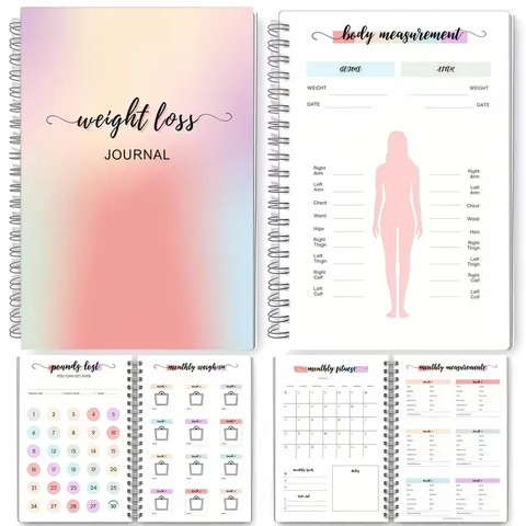 Inspirational Weight Loss Planning Notebook Fitness Journal Diary With Gradient Cover Spiral Bound Daily Tracker