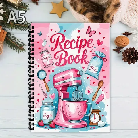 Recipe Book Cute Baking Theme Spiral Bound Notebook Lined Journal For Cooking Recipes Daily Notes And Writing