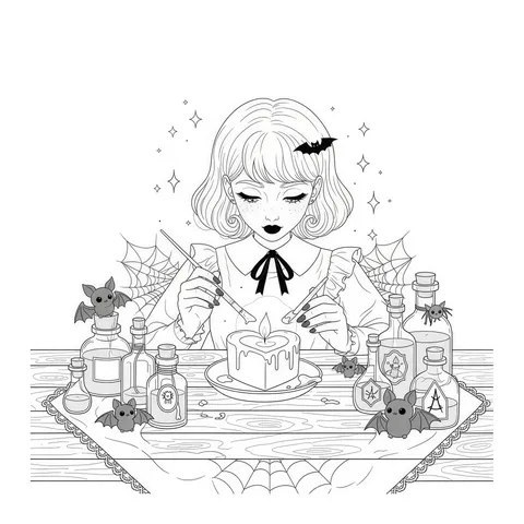 Dunkel Goth Lolita Malbuch Für Erwachsene Und Jugendliche Einseitig Gedruckt Stressabbau Kunst Zeichenbuch Geschenk