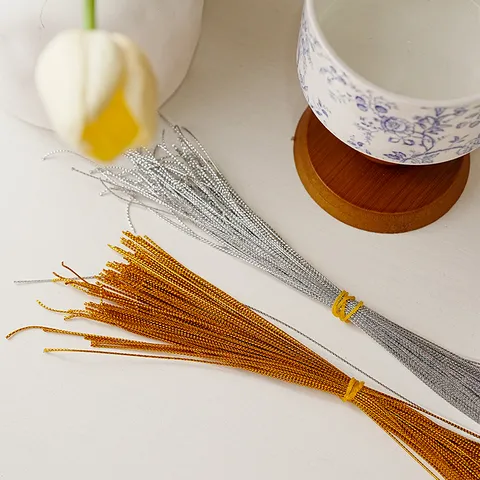 Metallic Woven Polyester Tag Cord For DIY Handmade Hanging Label Gift Package Packing Decorative Craft String