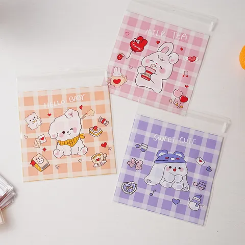 Sacchetti Regalo Autoadesivi in Plastica OPP Stampati Con Animali Cartoni Animati Carini Sacchetti Regalo Con Motivo a Quadri Per Giorno Dei Bambini Festa