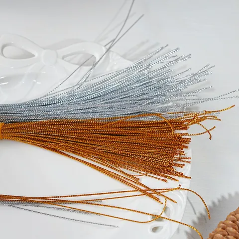 Metallic Woven Polyester Tag Cord For DIY Handmade Hanging Label Gift Package Packing Decorative Craft String