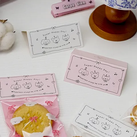 Simpatici Cartoni Animati Cartoncino Pieghevole Carte Intestate Per Cottura Regalo Confezione Fiocco Orso Animale Grafica Stampata Regalo Confezione Etichette Carte