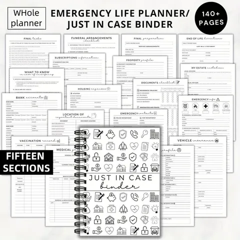 Ultimate Goal Planner Emergency Life Planner Notebook Just In Case Binder Spiral Bound Organizer Journal