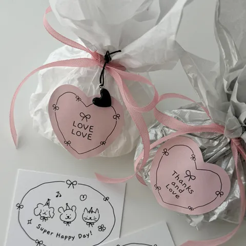 Ins Style Hand Drawn Bowknot Heart Adhesive Stickers Girly Scrapbooking Diary Decorative Sealing Labels Photo Wall Journaling Stationery Sticker